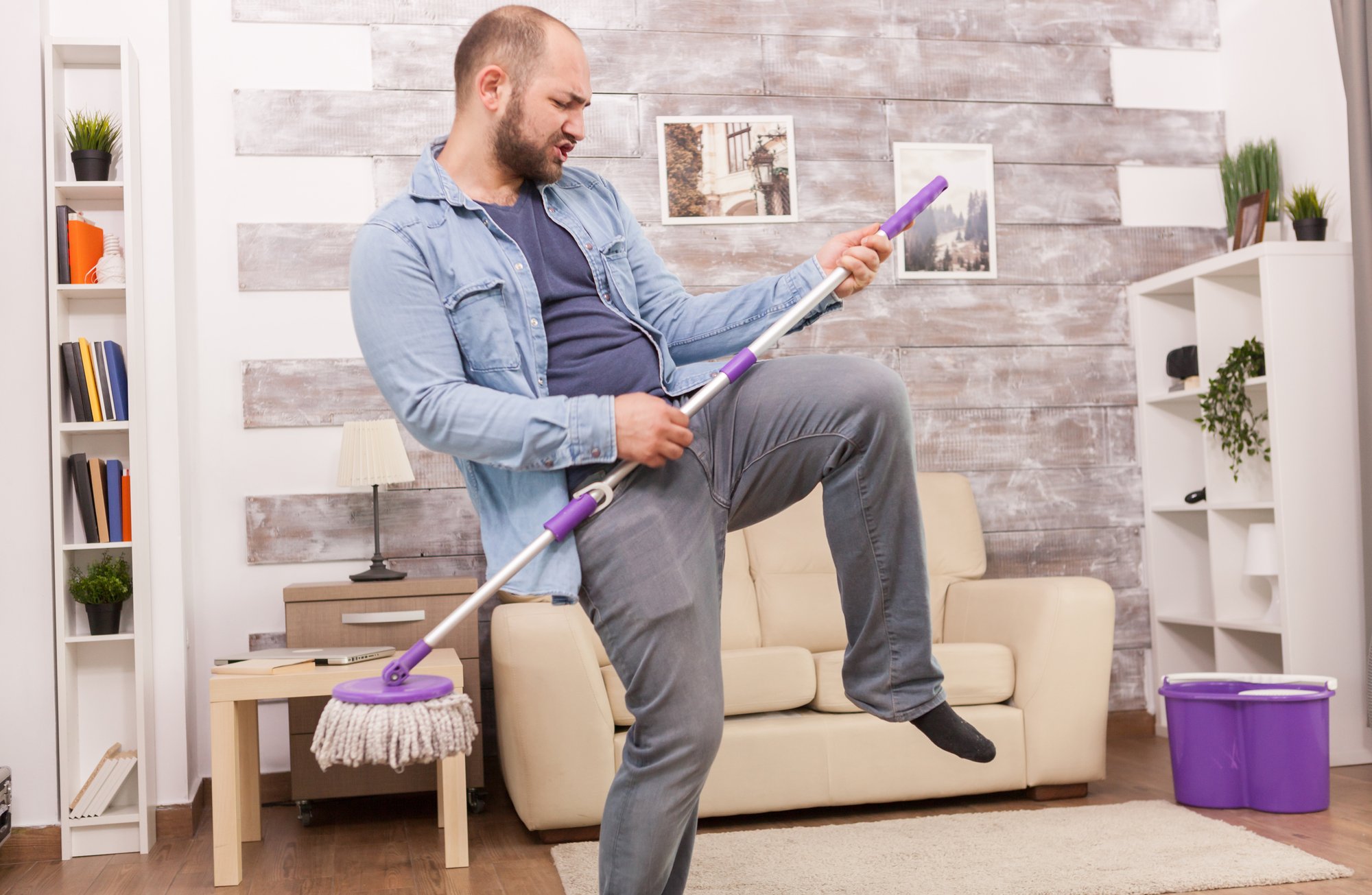 Funny dancing and house cleaning