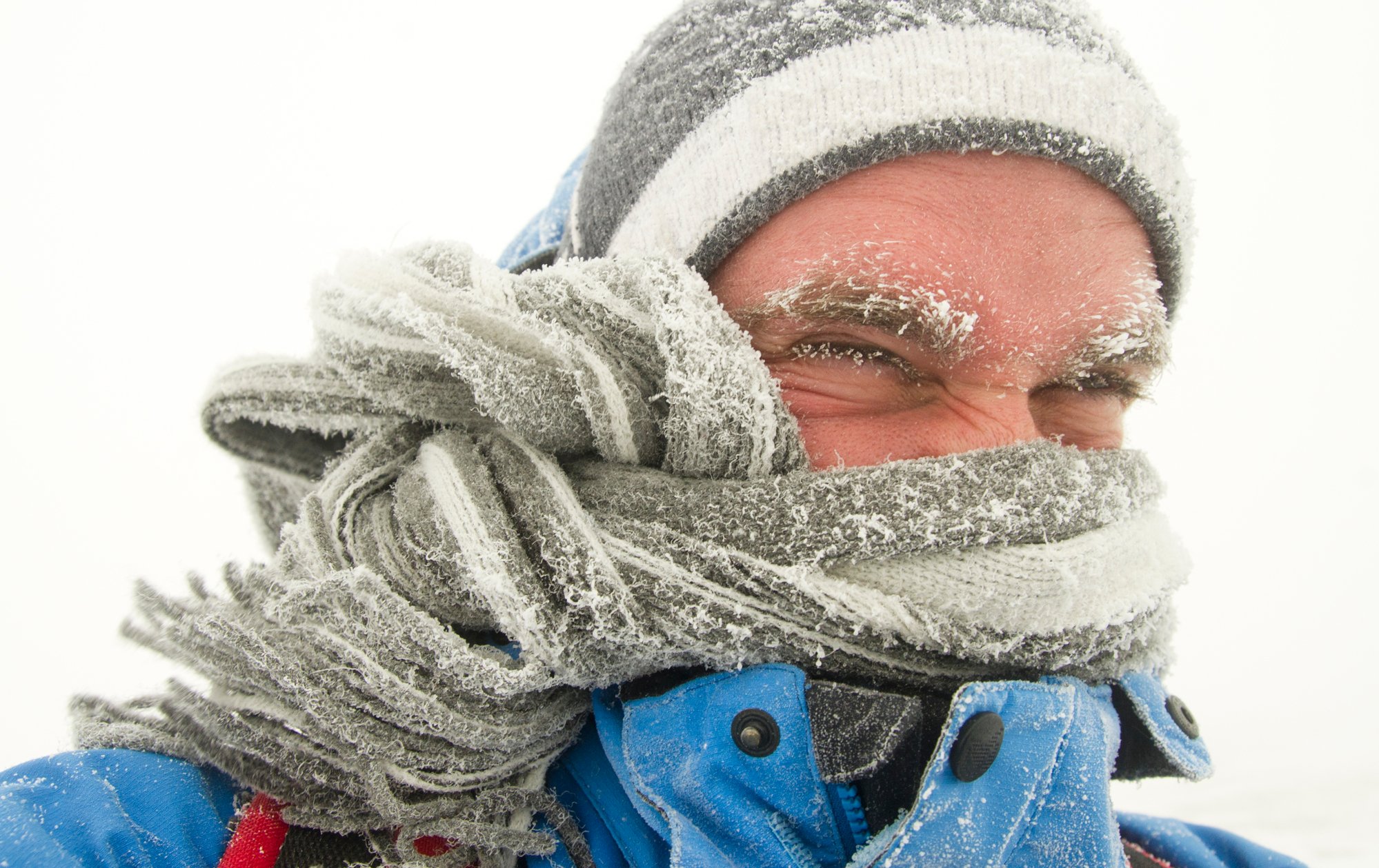 Man in winter storm