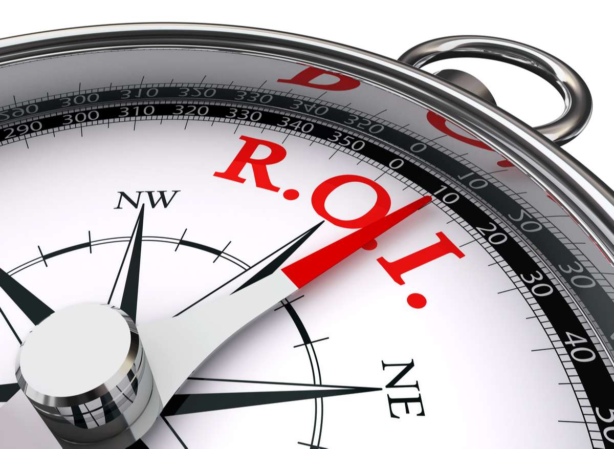 Roi red word on concept compass (R) (S)