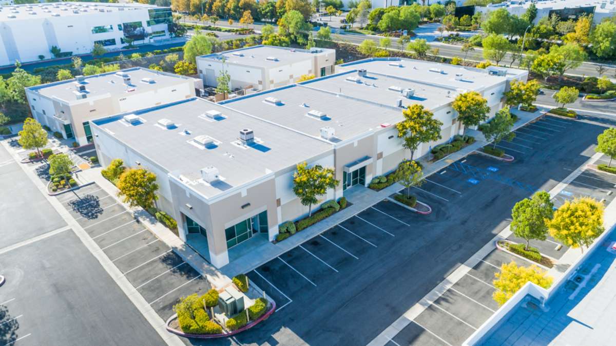 Aerial View Of Industrial Commerce Office Buildings