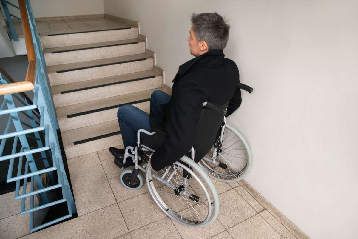 Disabled man on wheelchair