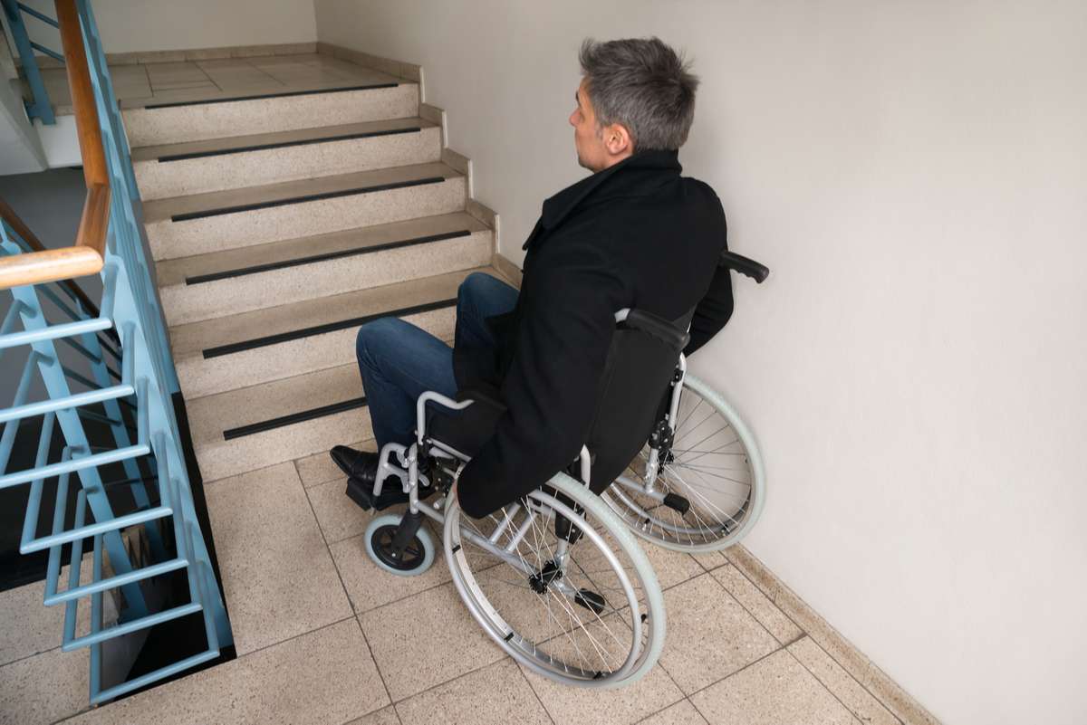 Disabled man on wheelchair