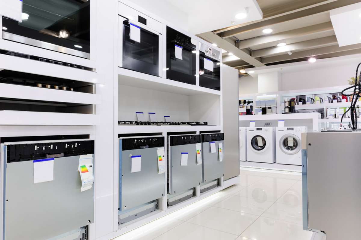 Gas and electric ovens and other home related appliance or equipment in the retail store showroom