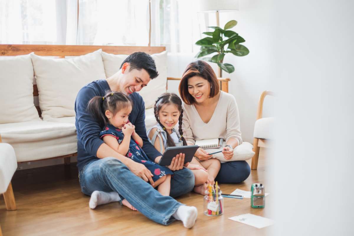 Happy family in a home, Philadelphia property management concept